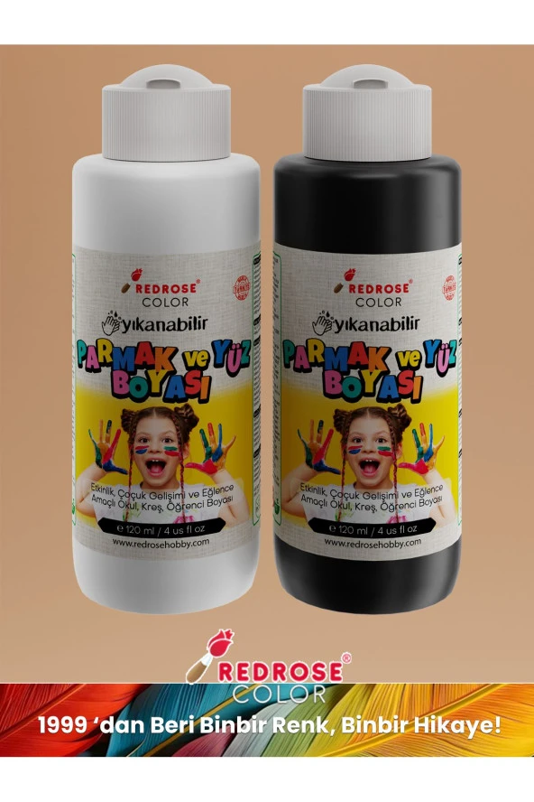 Beyaz-siyah Fanatik Taraftar Beşiktaş Yüz Boyası 2'li Set 2x120ml Yıkanabilir, Toksik İçermez