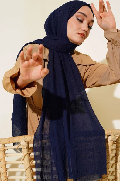 Organik Bambu Kraş Şal Lacivert ürün görseli 1