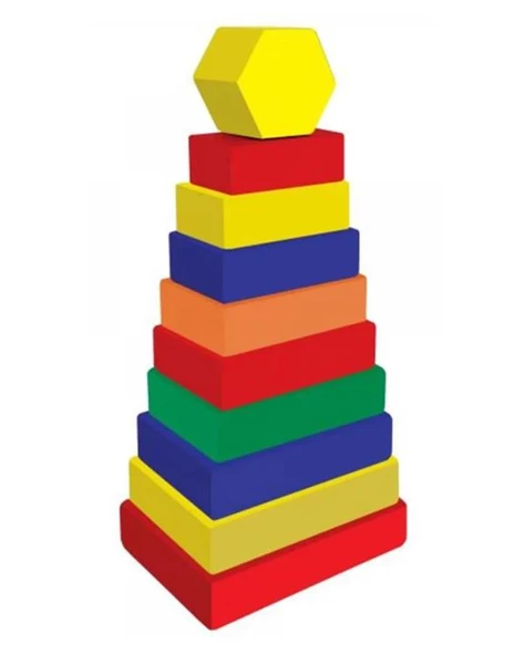 Playwood Ahşap Dikdörtgen Renkli Kule - 2