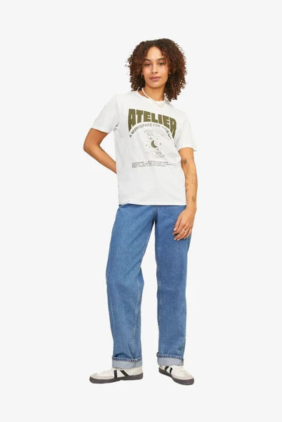 JJXX Jxletitia Kadın Beyaz T-Shirt 12252011-BlancdeBlanc