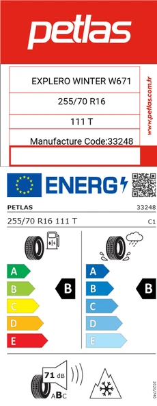 Petlas 255/70 R16 111T Explero Winter W671 Kış Lastiği 2025 - 2