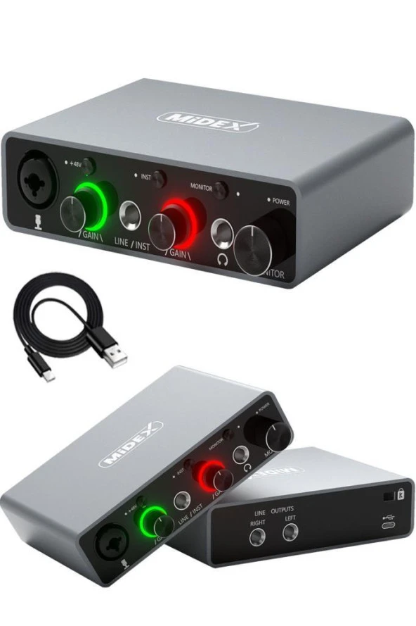 Midex Glx-700Gr Üst Segment Usb Stüdyo Ses Kartı 2 Giriş 2 Çıkış 24Bit/192Khz - 2
