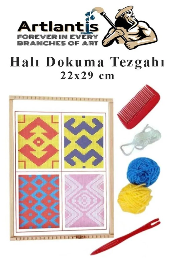 Halı Dokuma Tezgahı 1 Paket Hobi Okul Elişi Çocuk Halı Dokuma Tezgah Seti 22x29 cm - 2