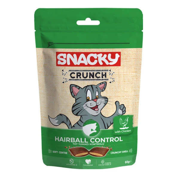 Snacky Kedi Crunch Ödül Hairball Cont.Tavuk