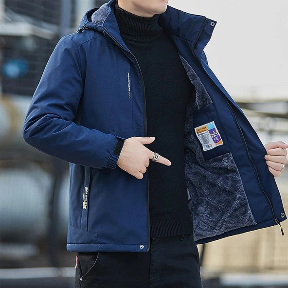 Pasifix Su Geçirmez İçi Kadife Rüzgar Geçirmez Erkek Mont 001 - Resim 8