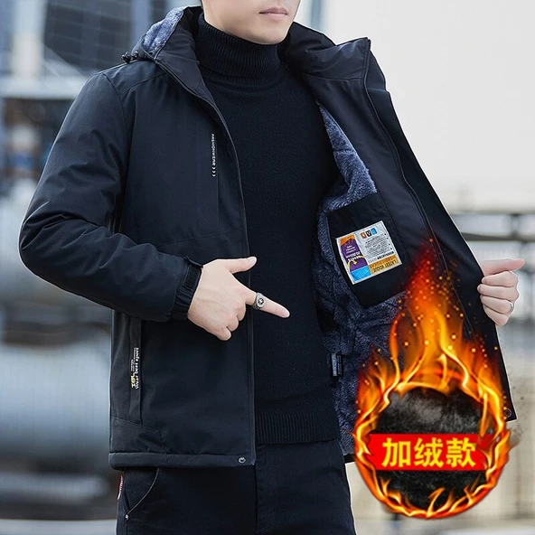 Pasifix Su Geçirmez İçi Kadife Rüzgar Geçirmez Erkek Mont 001 - Resim 3