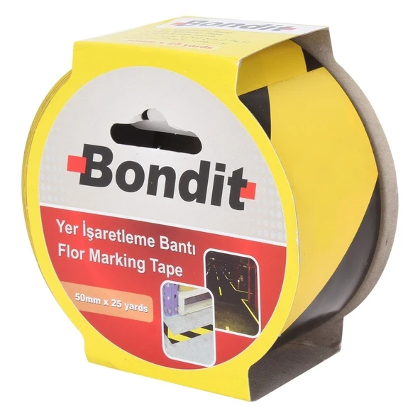 BNY5025 YER İŞARETLEME BANTI SARI SİYAH 50mm 25 YDS BONDIT