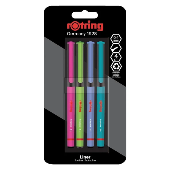 Rotring Liner Fineliner Keçe Uçlu 0.4 Kalem 4 Renk 2166331