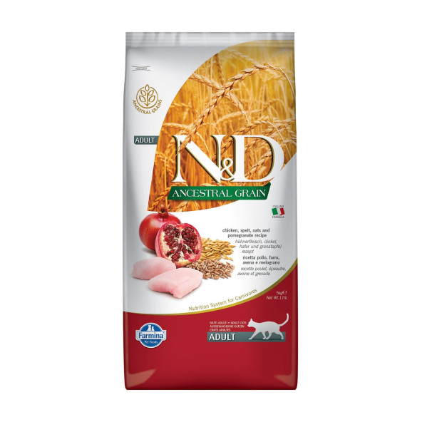 N&D Düşük Tahıllı Tavuklu Narlı Yetişkin Kedi Maması 2X1 Kg. Açık Paket