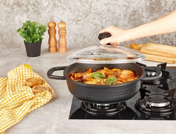 Kahramanlar Döküm Granit Karnıyarık Tencere 22 CM - Resim 2