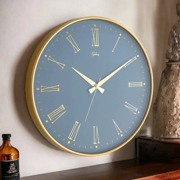 Dekoratif Duvar Saati Gold Renk Mavi ürün görseli