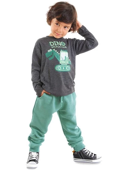 Denokids Erkek Çocuk Dino Kazıda T-shirt Eşofman Altı Takım CFF-23K1-017