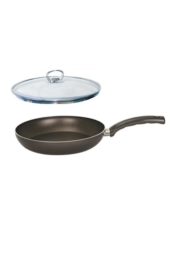 Mehtap Onyx Teflon Tava 26 CM Cam Kapaklı