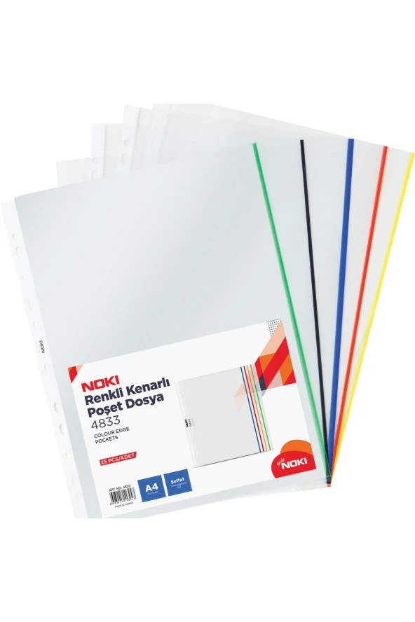 Poşet Dosya ( A4 ) Renkli Kenarlı 25'li Paket - 5 Renk X 5 Adet (90 Micron) - 2