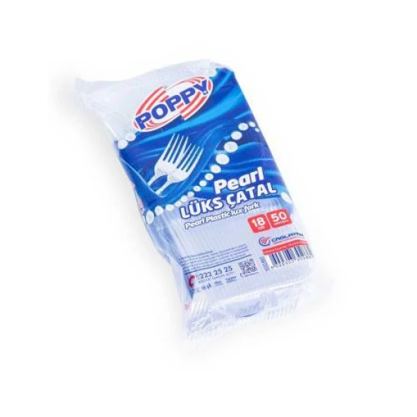 Poppy Plastik Lüks Çatal - 18 Cm. - Şeffaf - 50 Adetlik 5 Paket - Resim 3
