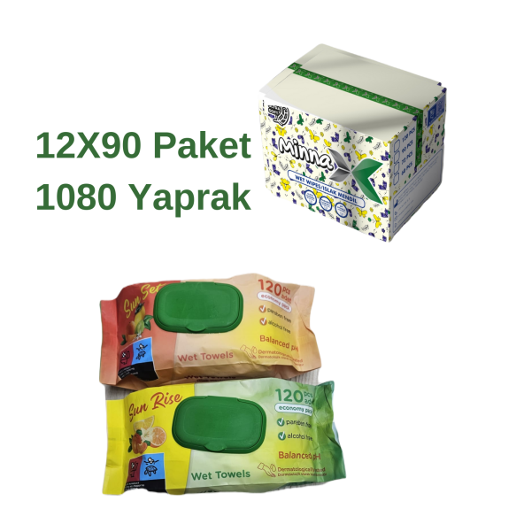 Minnax Islak Mendil 90lı 12 Paket (12X90 1080 Yaprak) - 2