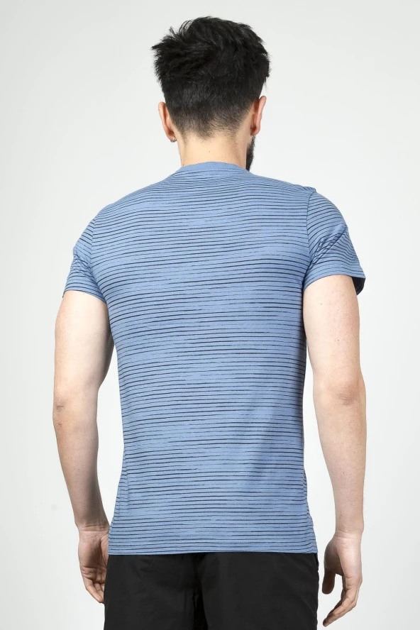 Cazador Erkek Bisiklet Yaka Tshirt 4014 İndigo - Resim 4