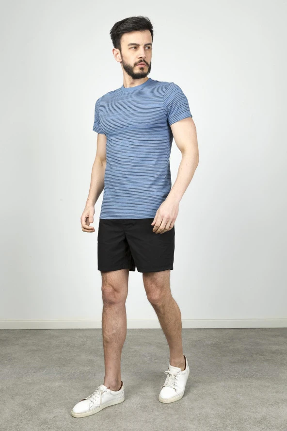 Cazador Erkek Bisiklet Yaka Tshirt 4014 İndigo - Resim 5