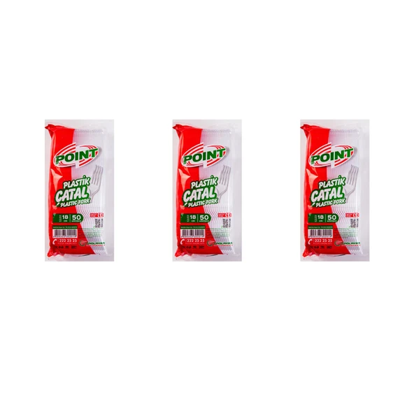 Point Plastik Lüx Şeffaf Çatal - 18 Cm. - 3.2 Gr. - 50 Adetlik 3 Paket