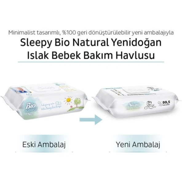 Sleepy Bio Natural Yenidoğan Islak Bebek Bakım Havlusu 24X40 (960 Yaprak) - 6