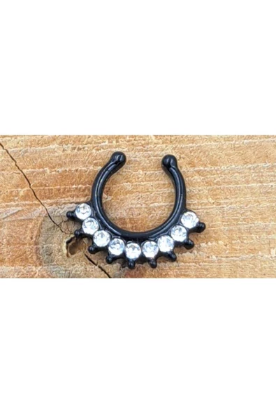 Çelik Siyah Taşlı Burun Piercing