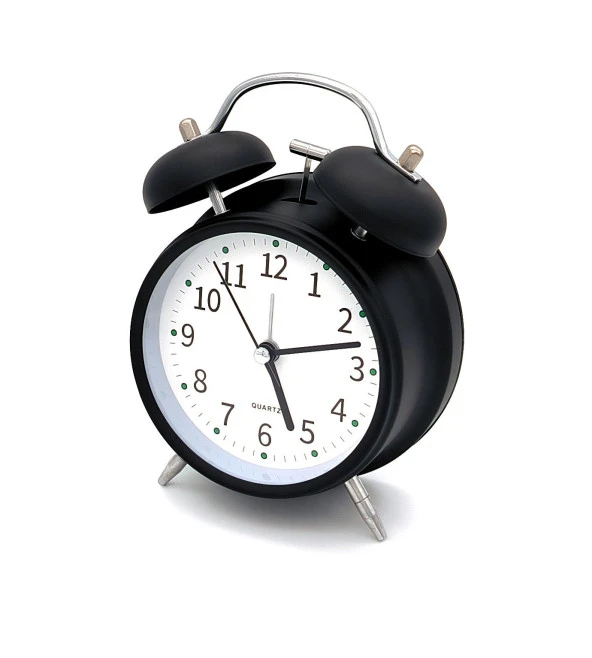 Valkyrie 16cm Büyük Boy Akar Saniyeli Alarm Çalar Saat - Nostaljik Masa Saati Siyah - 4