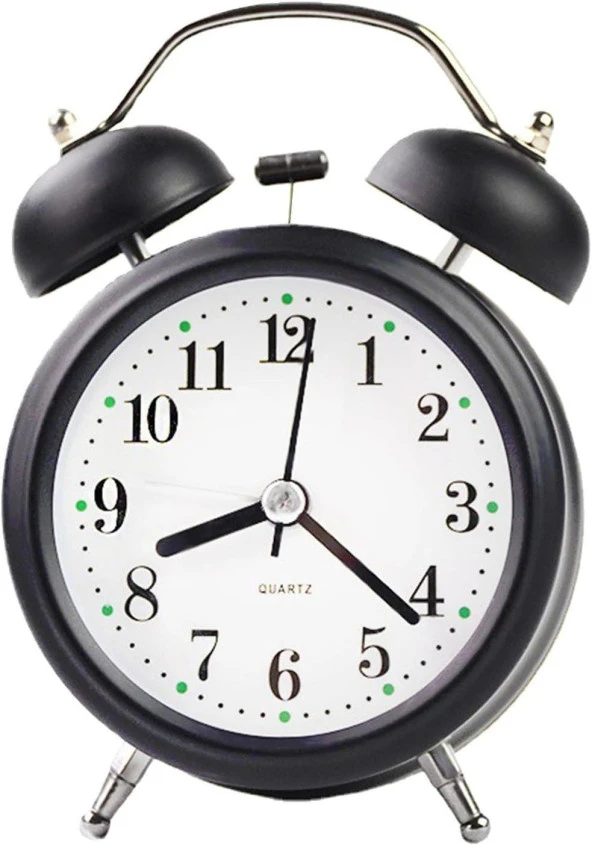 Valkyrie 16cm Büyük Boy Akar Saniyeli Alarm Çalar Saat - Nostaljik Masa Saati Siyah - 7