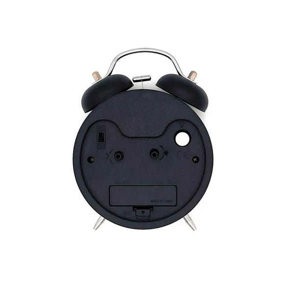 Valkyrie 16cm Büyük Boy Akar Saniyeli Alarm Çalar Saat - Nostaljik Masa Saati Siyah - 8