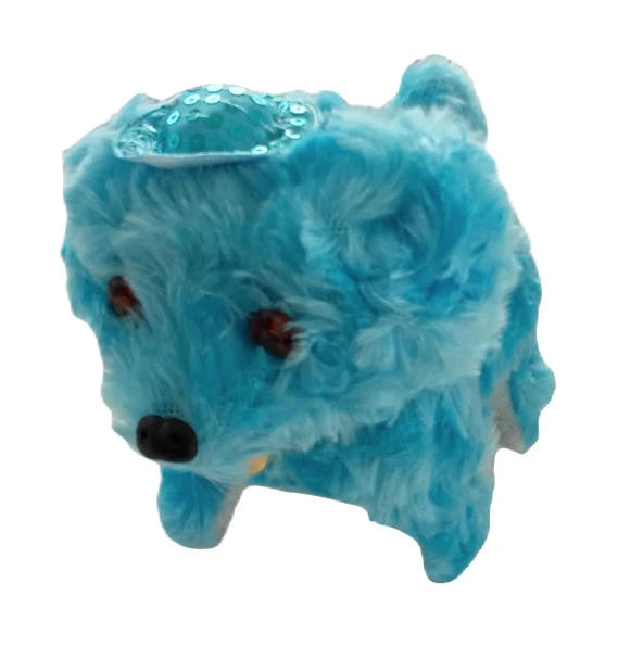 Açık Mavi Renk Kuyruk Sallayan Havlayan Işıklı Sesli Yürüyen Peluş Köpek -- Pil Hediyeli --