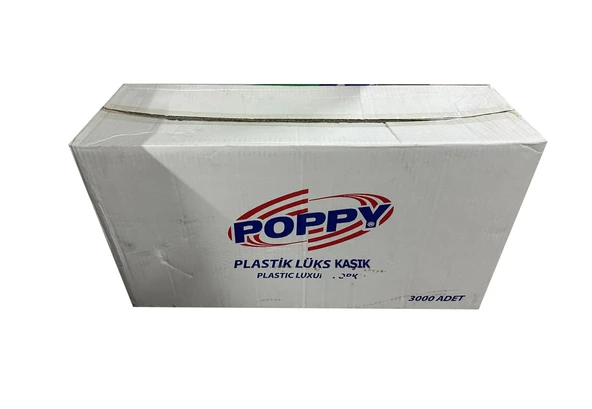 Poppy Plastik Lüx Şeffaf Kaşık - 18 Cm. - 3.2 Gr. - 50 Adetlik 60 Paket - Koli