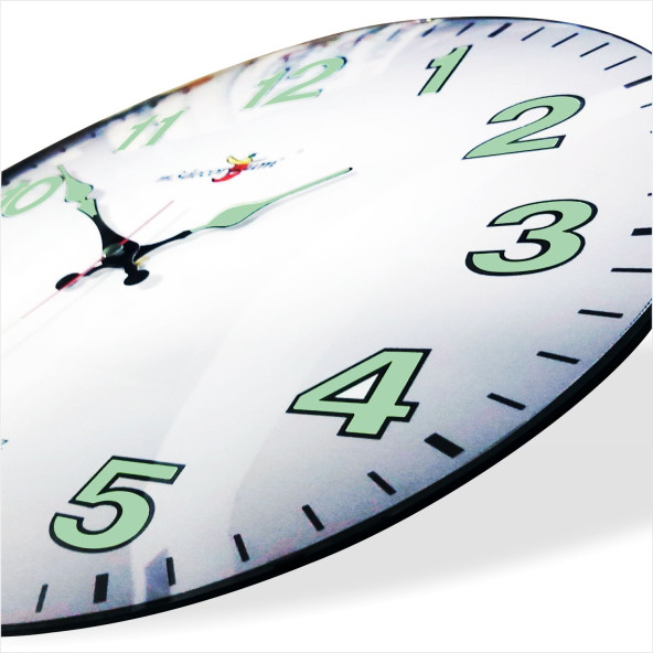 Yansıma Yapmayan Mat Beyaz Zemin Sessiz Kayar Saniye Fosforlu Gece Görünen 35 cm Camlı Duvar Saati - Resim 2