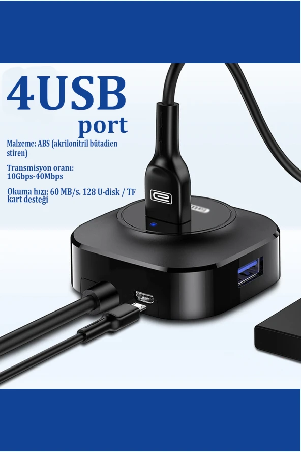 Qpen HUB06 Tak Çalıştır 4 Adet Usb 2.0 Çıkışlı Usb Çoklayıcı - Resim 3
