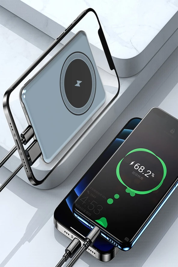 Qpen PD12 5.000 mAh 12W Kablosuz Şarjlı PD Hızlı Şarj Powerbank - 4