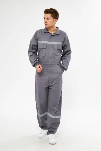 Orange Safety Gri Bütün İş Tulumu 12/16 Gabardin - 2
