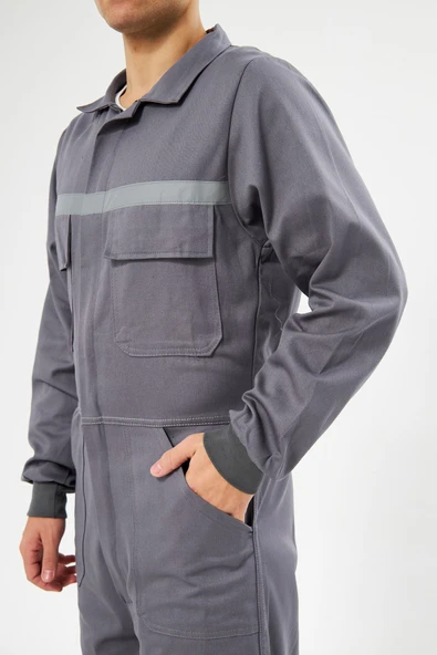 Orange Safety Gri Bütün İş Tulumu 12/16 Gabardin - 6