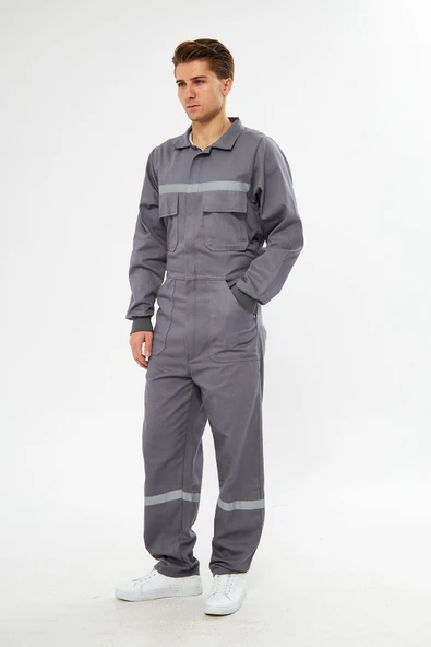 Orange Safety Gri Bütün İş Tulumu 12/16 Gabardin - 3