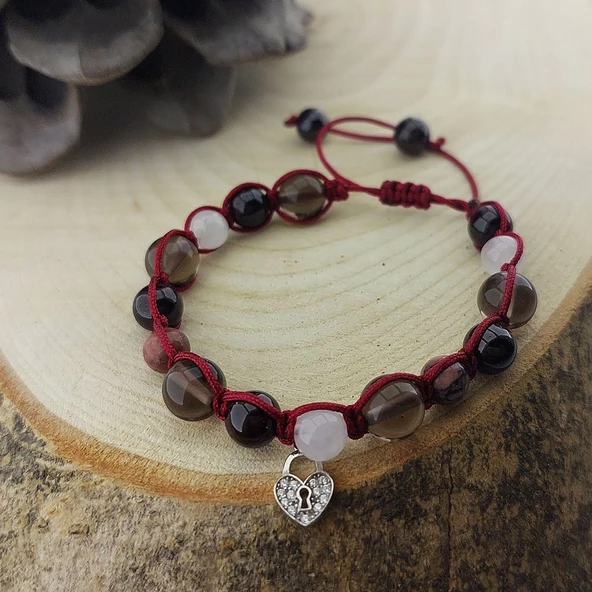 Vaoov 925 Ayar Gümüş Doğal Taşlı Cinsel Cazibe Tılsımı Bileklik - Resim 4