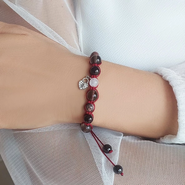 Vaoov 925 Ayar Gümüş Doğal Taşlı Cinsel Cazibe Tılsımı Bileklik - Resim 5