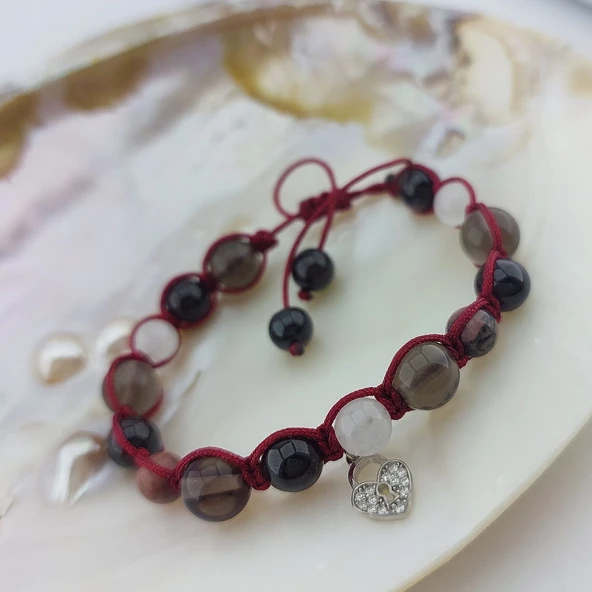 Vaoov 925 Ayar Gümüş Doğal Taşlı Cinsel Cazibe Tılsımı Bileklik - Resim 7