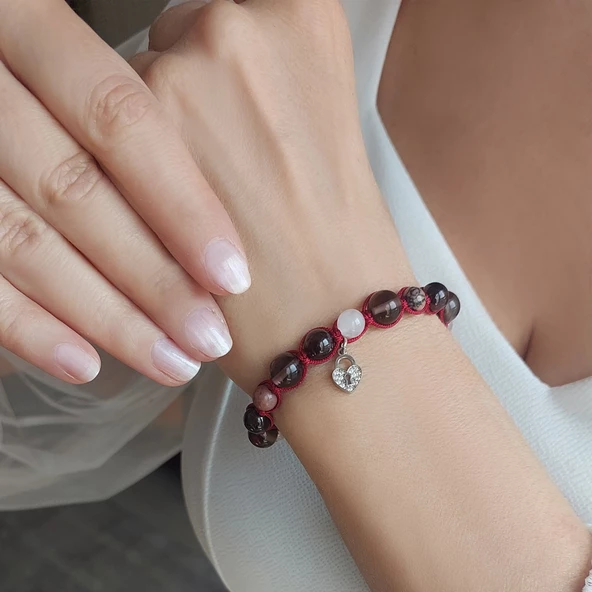 Vaoov 925 Ayar Gümüş Doğal Taşlı Cinsel Cazibe Tılsımı Bileklik - Resim 6