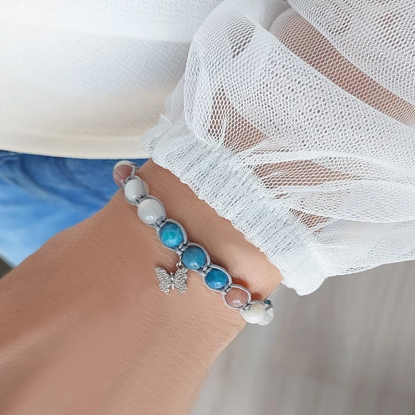 Vaoov 925 Ayar Gümüş Doğal Taşlı Zayıflatan Bileklik - Resim 4