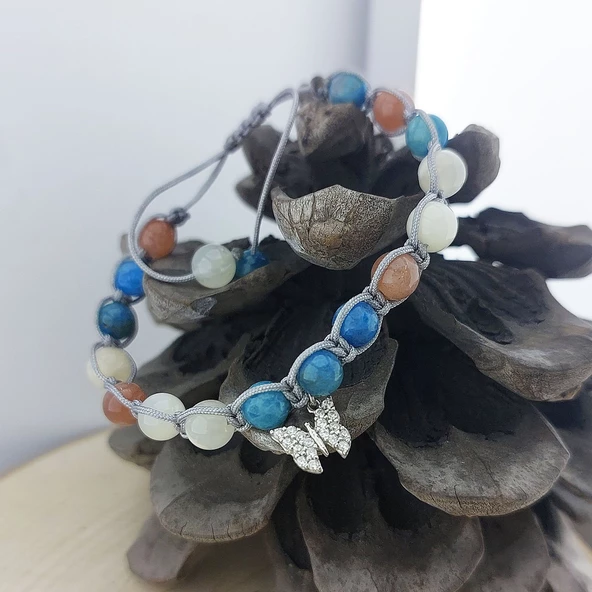 Vaoov 925 Ayar Gümüş Doğal Taşlı Zayıflatan Bileklik - Resim 5