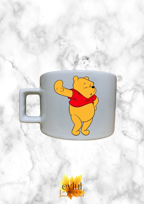 Winnie The Pooh Temalı Sevimli Özel Tasarım Baskılı Kupa Bardak Espresso Türk Kahvesi Bardağı