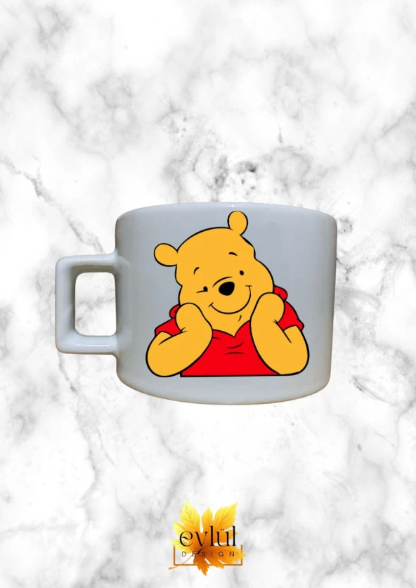 Winnie The Pooh Temalı Sevimli Özel Tasarım Baskılı Kupa Bardak Espresso Türk Kahvesi Bardağı - 1