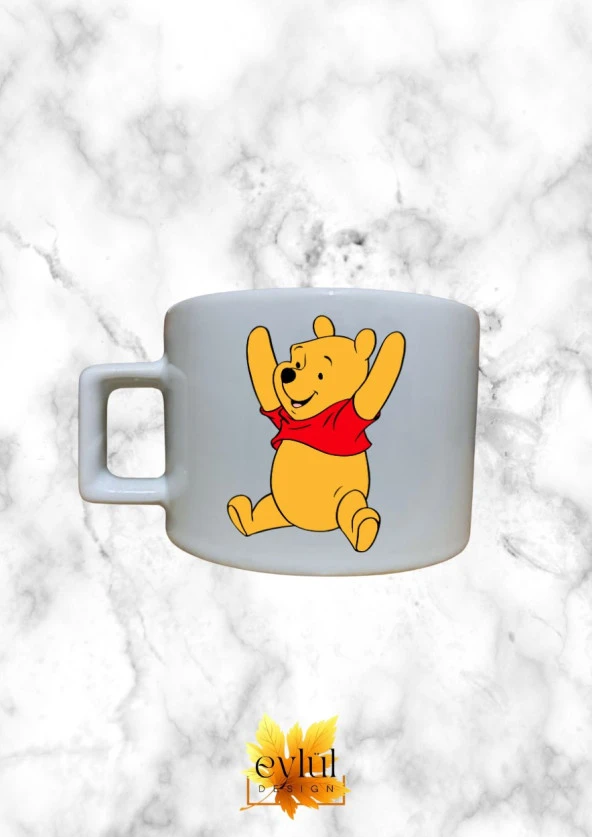 Winnie The Pooh Temalı Sevimli Özel Tasarım Baskılı Kupa Bardak Espresso Türk Kahvesi Bardağı