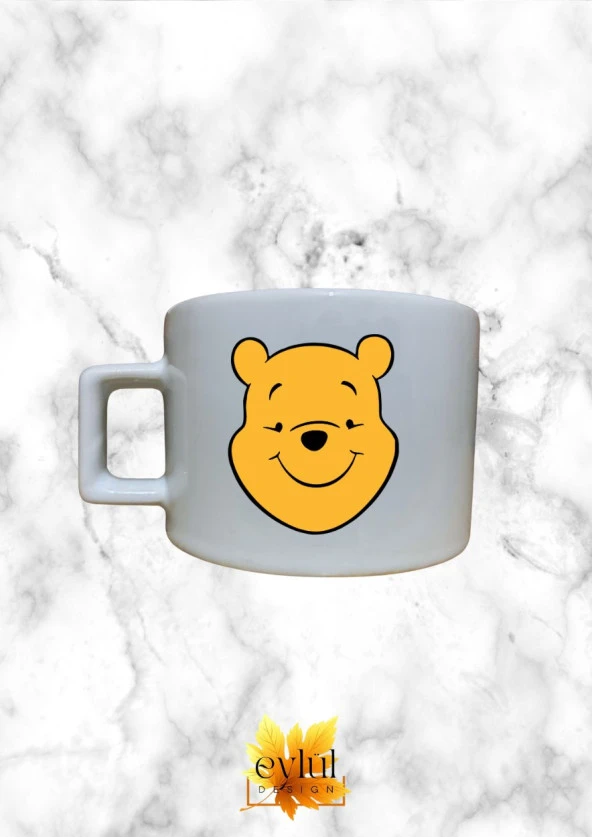 Winnie The Pooh Temalı Sevimli Özel Tasarım Baskılı Kupa Bardak Espresso Türk Kahvesi Bardağı