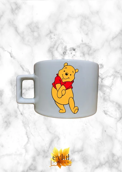Winnie The Pooh Temalı Sevimli Özel Tasarım Baskılı Kupa Bardak Espresso Türk Kahvesi Bardağı
