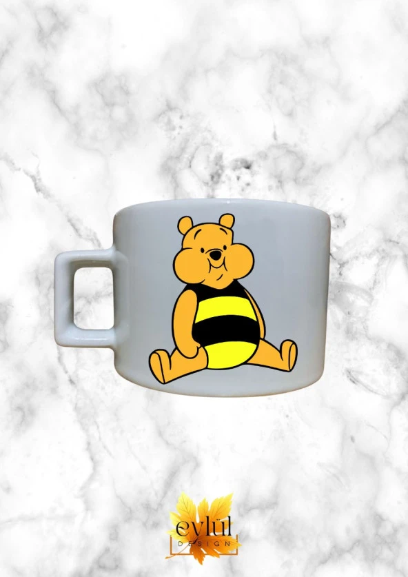 Winnie The Pooh Temalı Sevimli Özel Tasarım Baskılı Kupa Bardak Espresso Türk Kahvesi Bardağı - 1