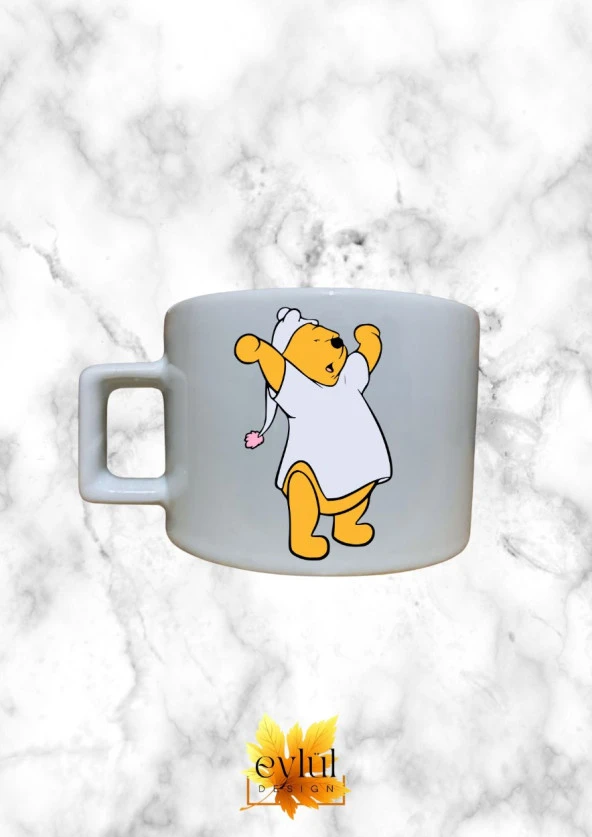 Winnie The Pooh Temalı Sevimli Özel Tasarım Baskılı Kupa Bardak Espresso Türk Kahvesi Bardağı - Resim 2
