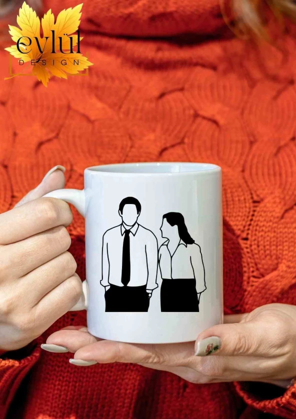 The Office Temalı Jim ve Pam Minimal Özel Tasarım Baskılı Kupa Bardak Çay Kahve Bardağı